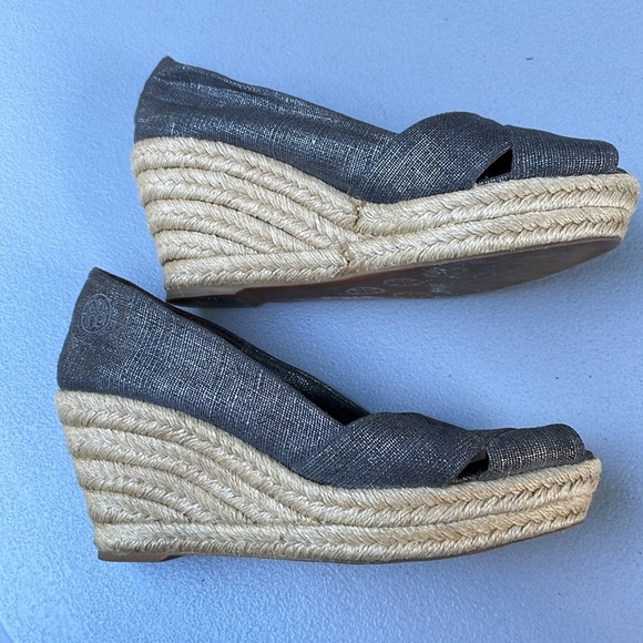 Tory Burch Filipa Espadrille Wedge Heel metallic size 8.5 - Picture 2 of 10